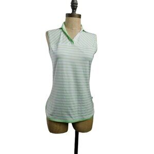 Lady Hagen Size XS Green White Striped Golf Shirt Top Sporty Active